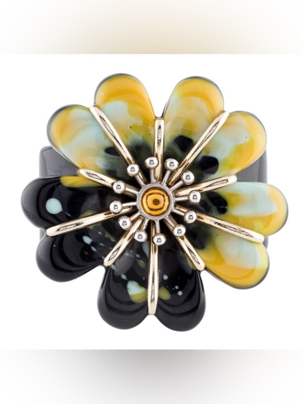 Missoni Rare Crystal & Enamel Floral Cuff Bracelet Statement Flower w/ Dust Bag - Picture 3 of 7